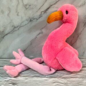 Ty Beanie Baby Pinky The Flamingo Bird Plush Stuffed Animal